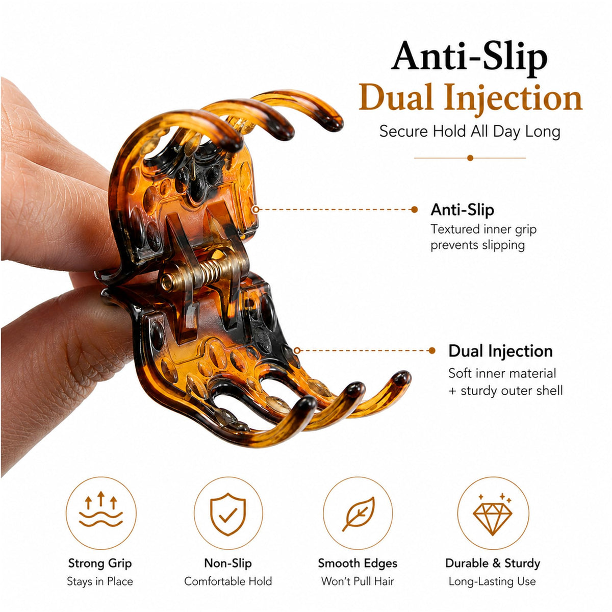 minihope side profile of clip hinge highlighting durable spring and secure tension benefit