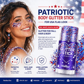 Miniling applied on cheek for bold patriotic face accent and quick application benefit