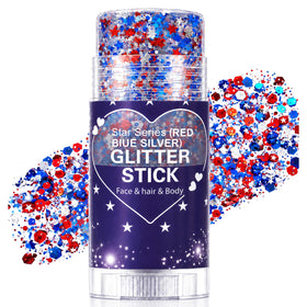 Miniling glitter stick front packaging showing patriotic colors and portability benefit