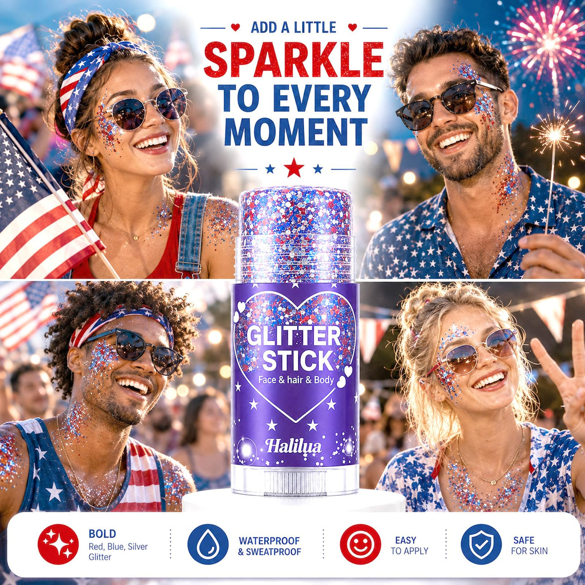 Miniling on mother and child demonstrating family-friendly safe festival sparkle