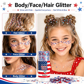 Miniling close-up star sequins detail highlighting vibrant patriotic sparkle