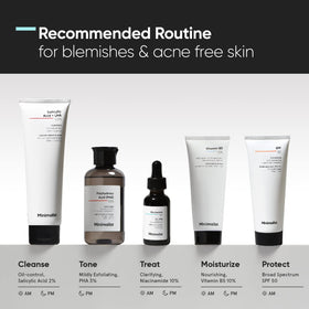 Minimalist illustrative before and after skin tone improvement visualizing reduced marks