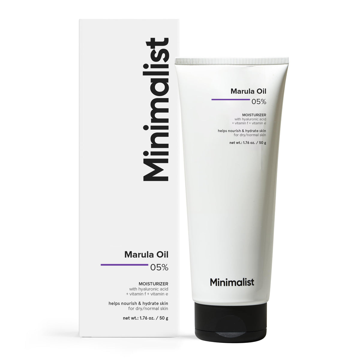 Minimalist face moisturizer front packaging showing clean label and benefits