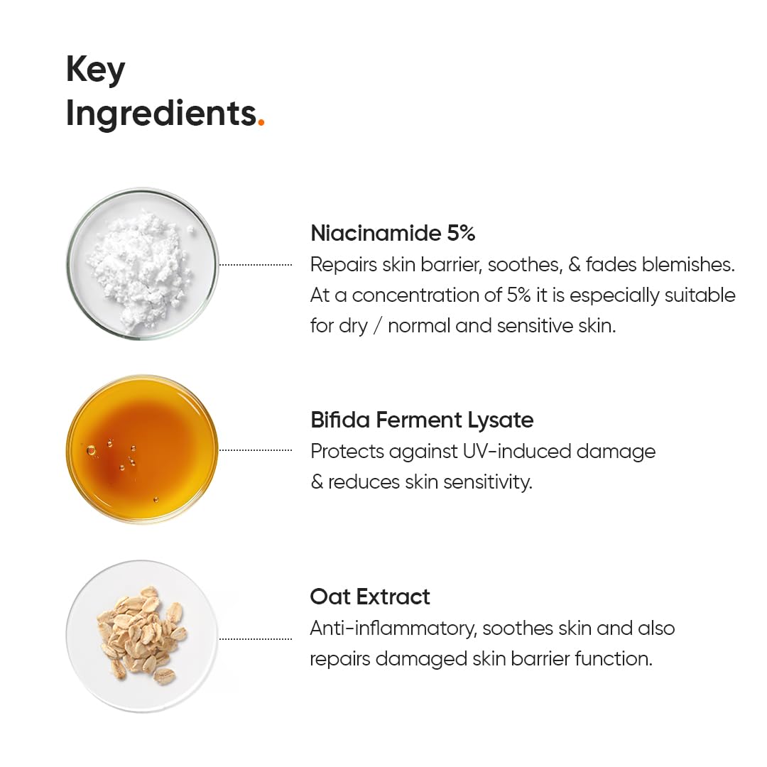 Minimalist product label close-up listing niacinamide and hyaluronic acid, ensures ingredient transparency