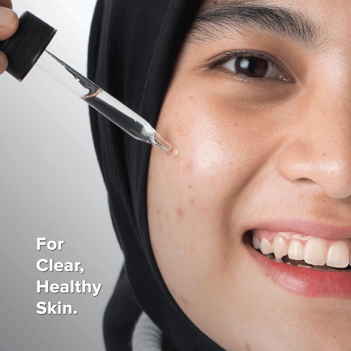 Minimalist serum on bathroom shelf styled lifestyle shot for daily routine integration