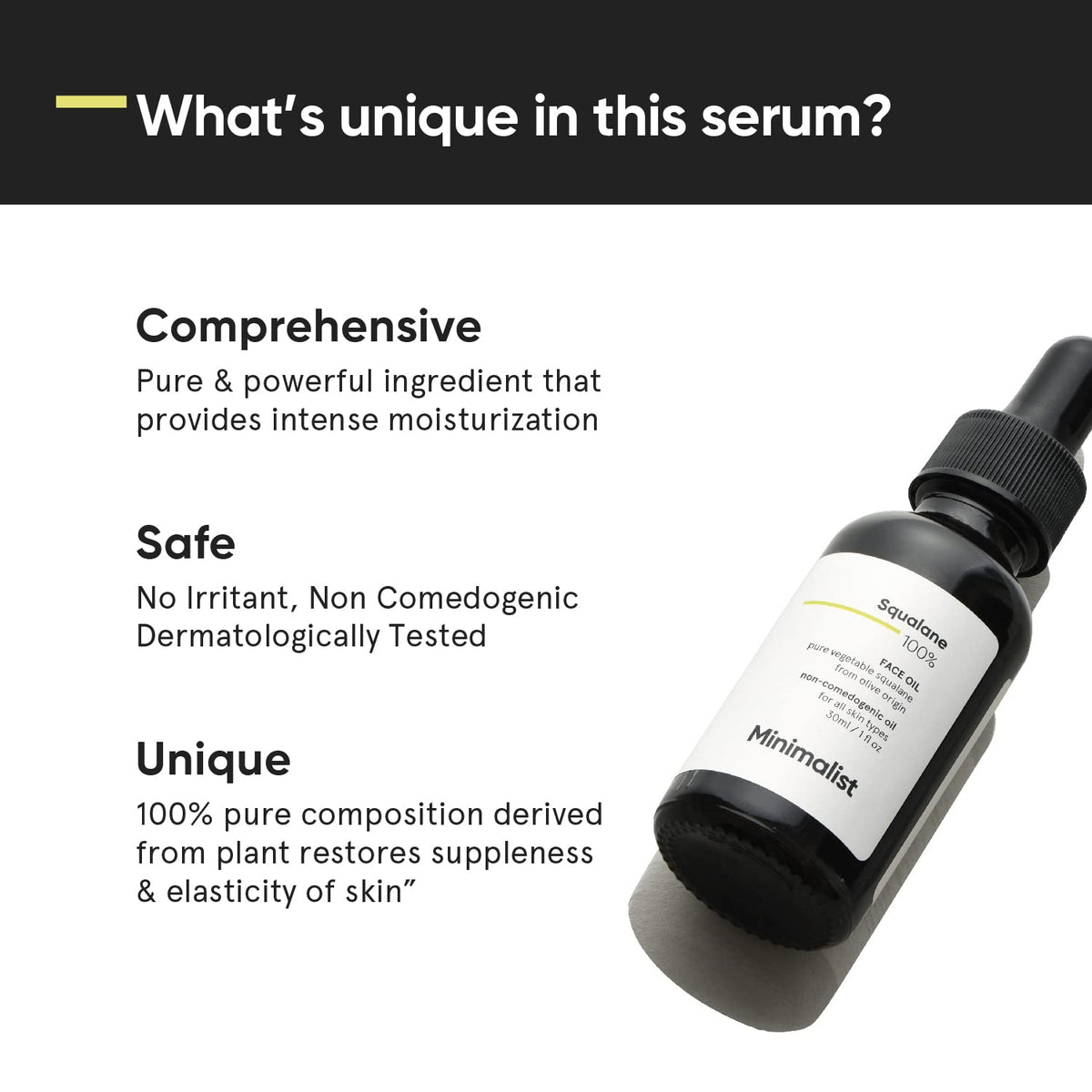 Minimalist squalane being applied to hand demonstrating smooth hydration benefit