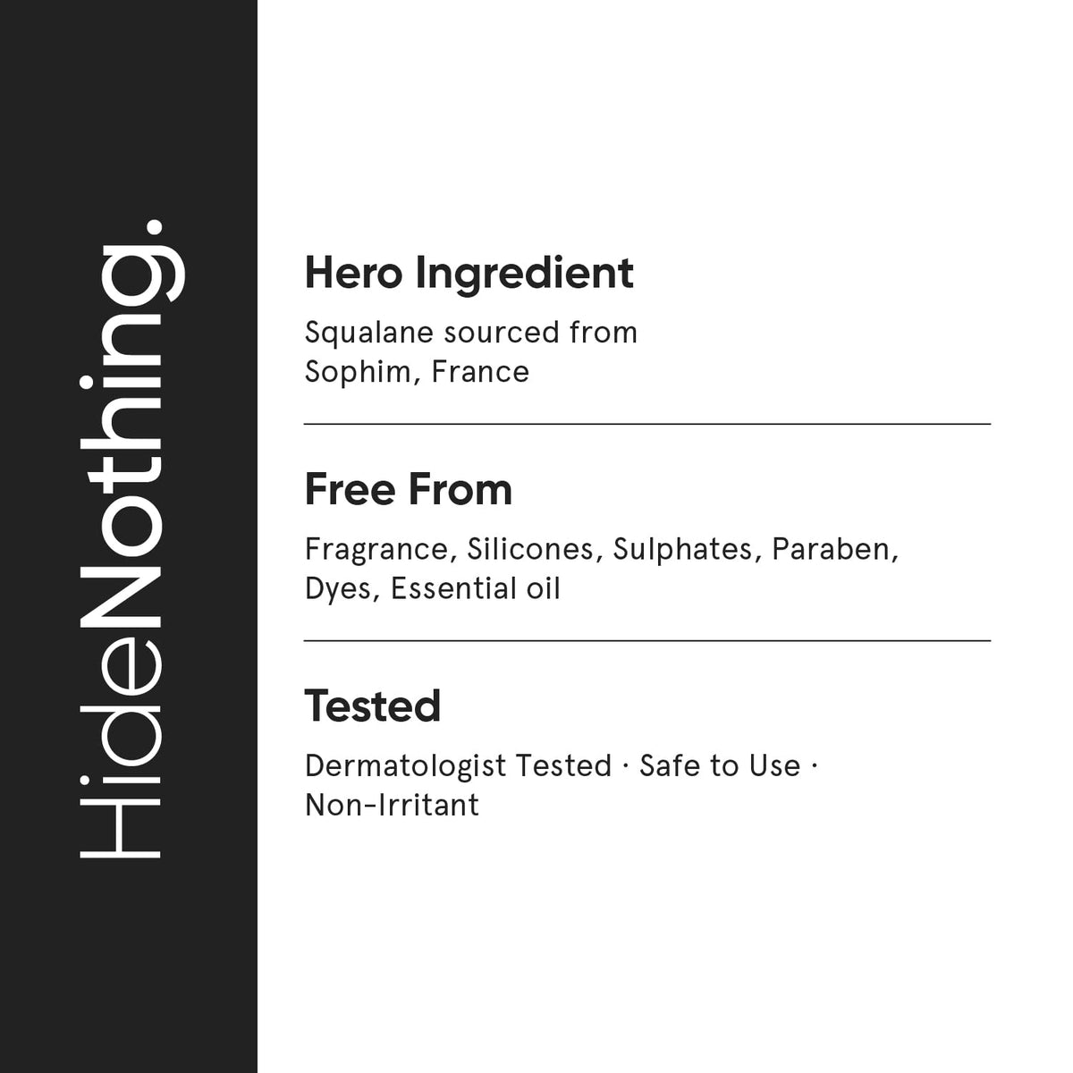 Minimalist squalane next to ruler showing 30 ml scale and travel-friendly benefit