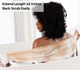 MINISENTIALS sponges styled on bathroom shelf adding color and spa-like ambiance