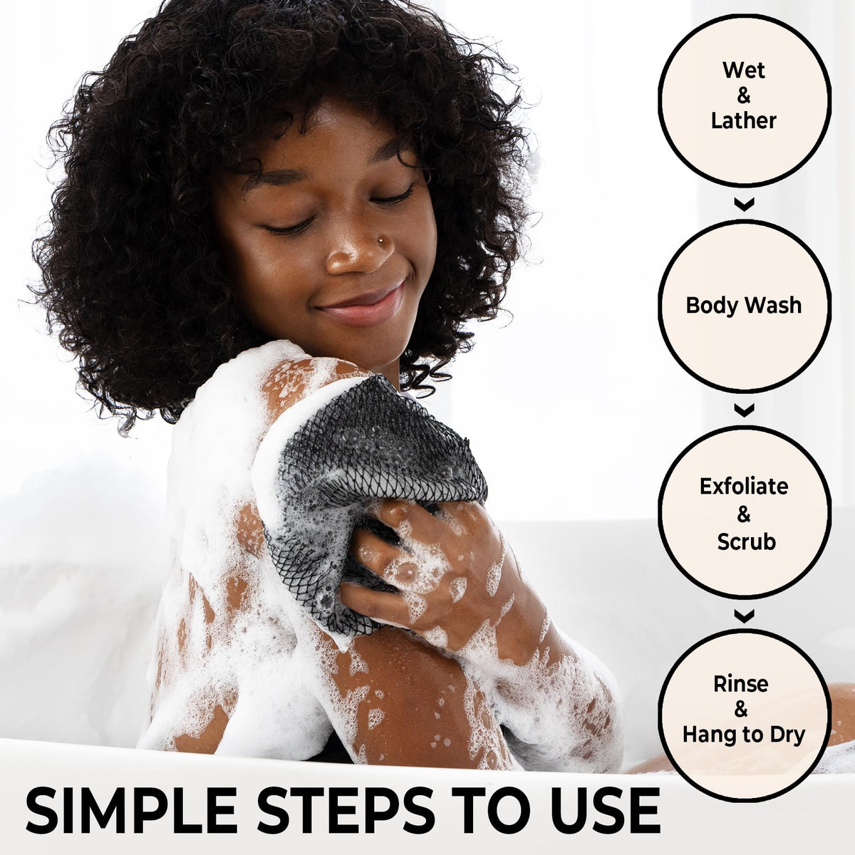 MINISENTIALS textured net producing rich lather for efficient cleansing