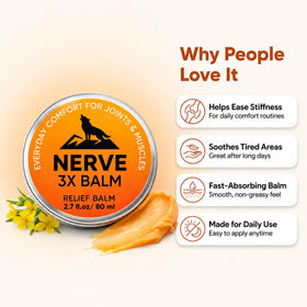 Minnah balm being massaged into knee offering targeted warming comfort benefit