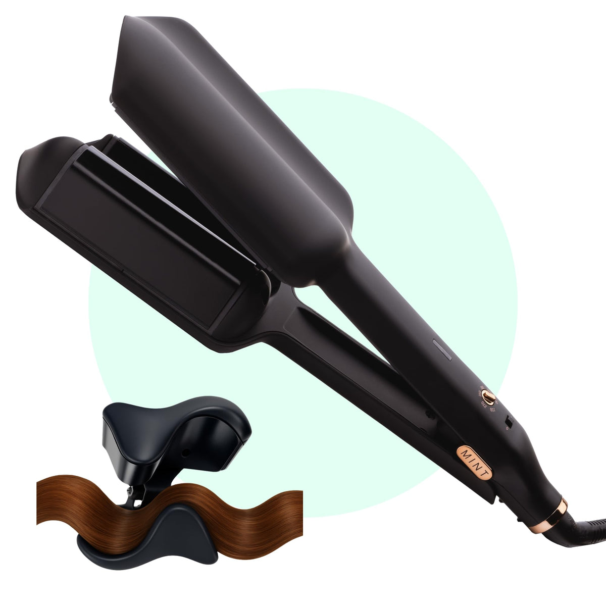 MINT front view of double barrel waver showing ergonomic grip and sleek finish
