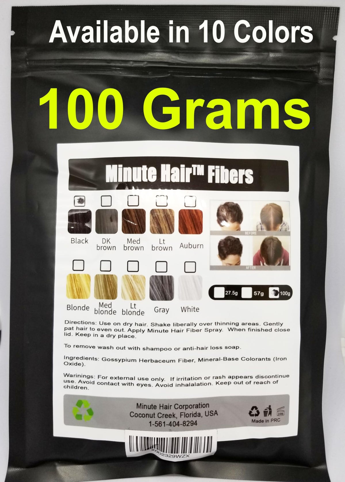 Minute Hair front packaging showing dark brown refill and clear label benefit