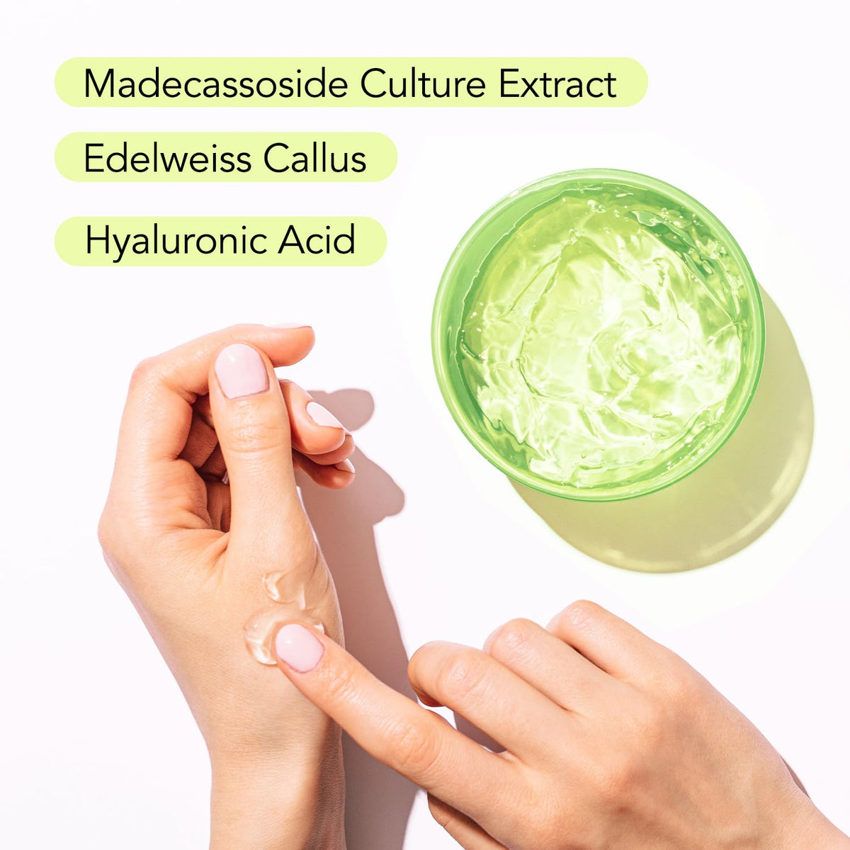 MIRACLAIR applying gel to face to hydrate and prep skin