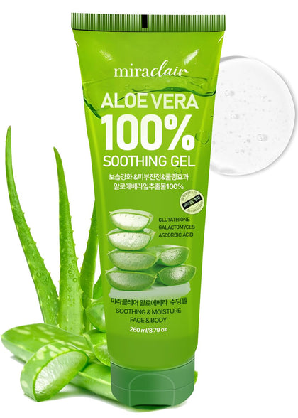 MIRACLAIR front packaging showing clear aloe gel and travel size benefit