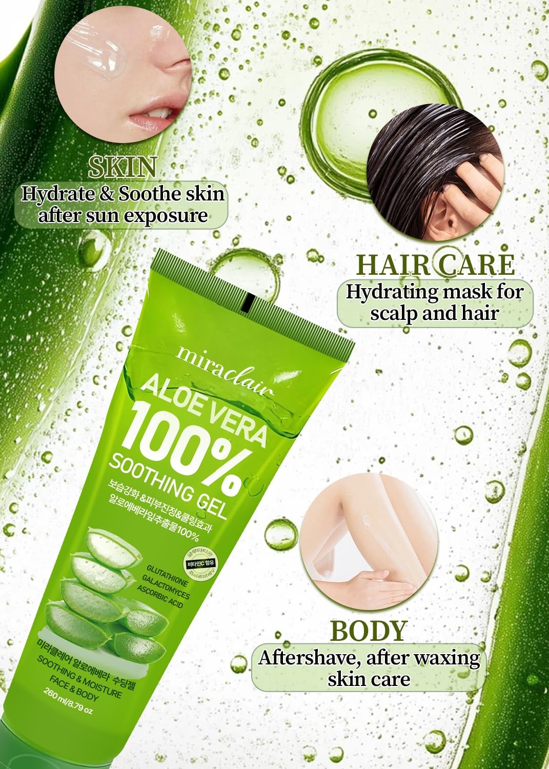 MIRACLAIR gel texture close-up highlighting lightweight absorbent benefit