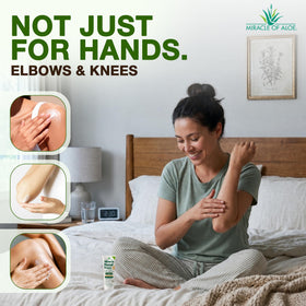 Miracle of Aloe 1 oz hand cream label close-up emphasizing fast-absorbing hydration