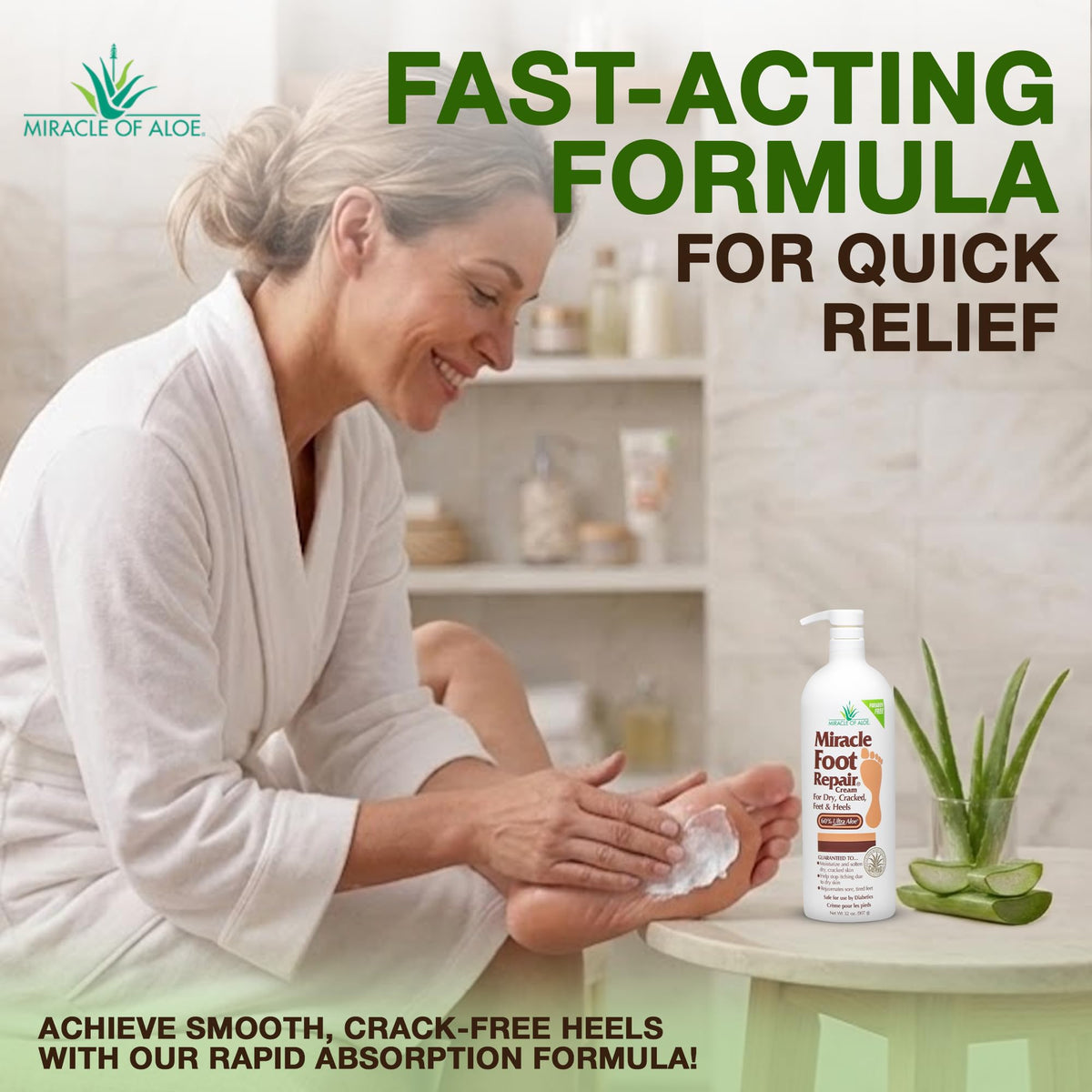 Miracle of Aloe jar on bathroom shelf in lifestyle scene suggesting daily routine benefit