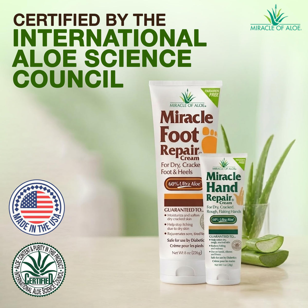 Miracle of Aloe foot cream texture close-up demonstrating rich aloe absorption