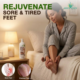 Miracle of Aloe jar held in hand demonstrating 32 oz scale and value benefit
