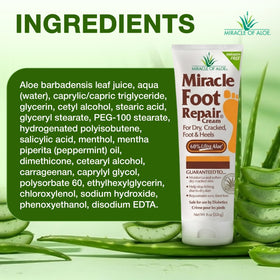 Miracle of Aloe bedside application scene showing nightly foot care routine