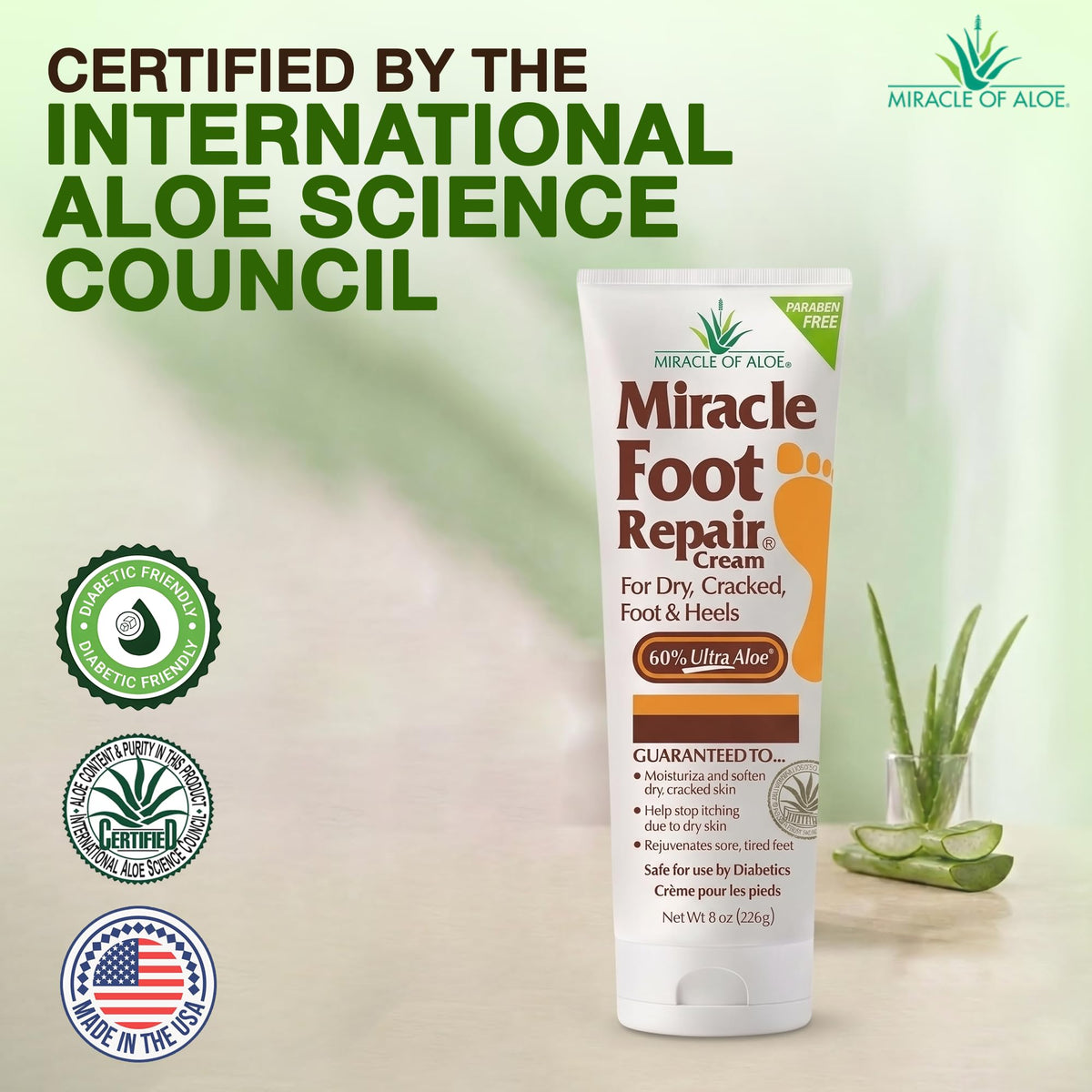 Miracle of Aloe open tub texture demonstrating rich, fast-absorbing cream