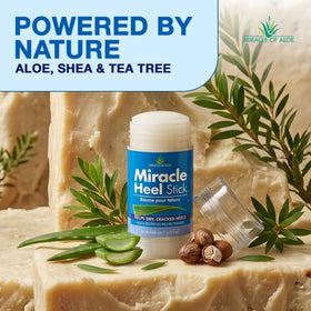 Miracle of Aloe applying to heel demonstrating targeted moisturization for rough skin