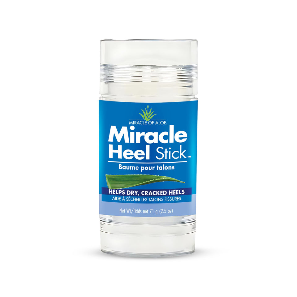 Miracle of Aloe heel stick front packaging showing product benefit of targeted repair