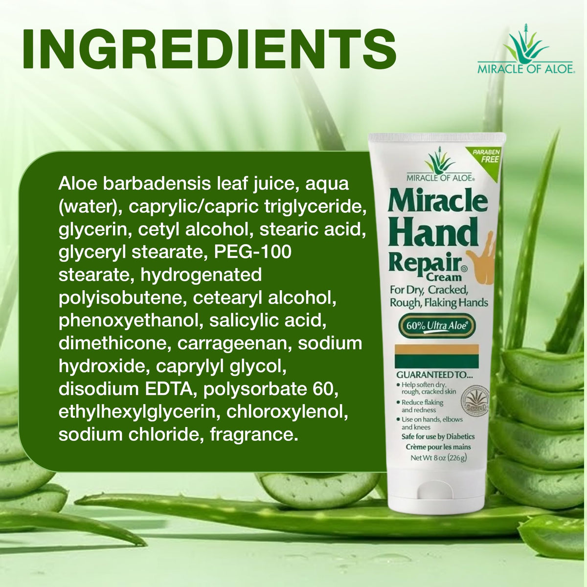 Miracle of Aloe used with cotton gloves overnight to support deeper repair