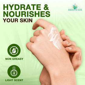 Miracle of Aloe applied after washing hands showing quick absorption benefit
