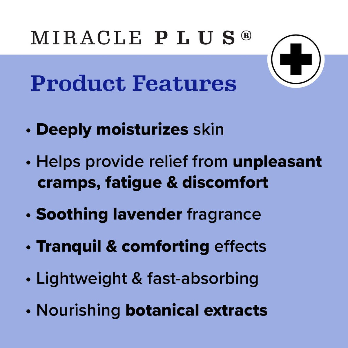 Miracle Plus label close-up showing ingredient list and clinical testing benefit