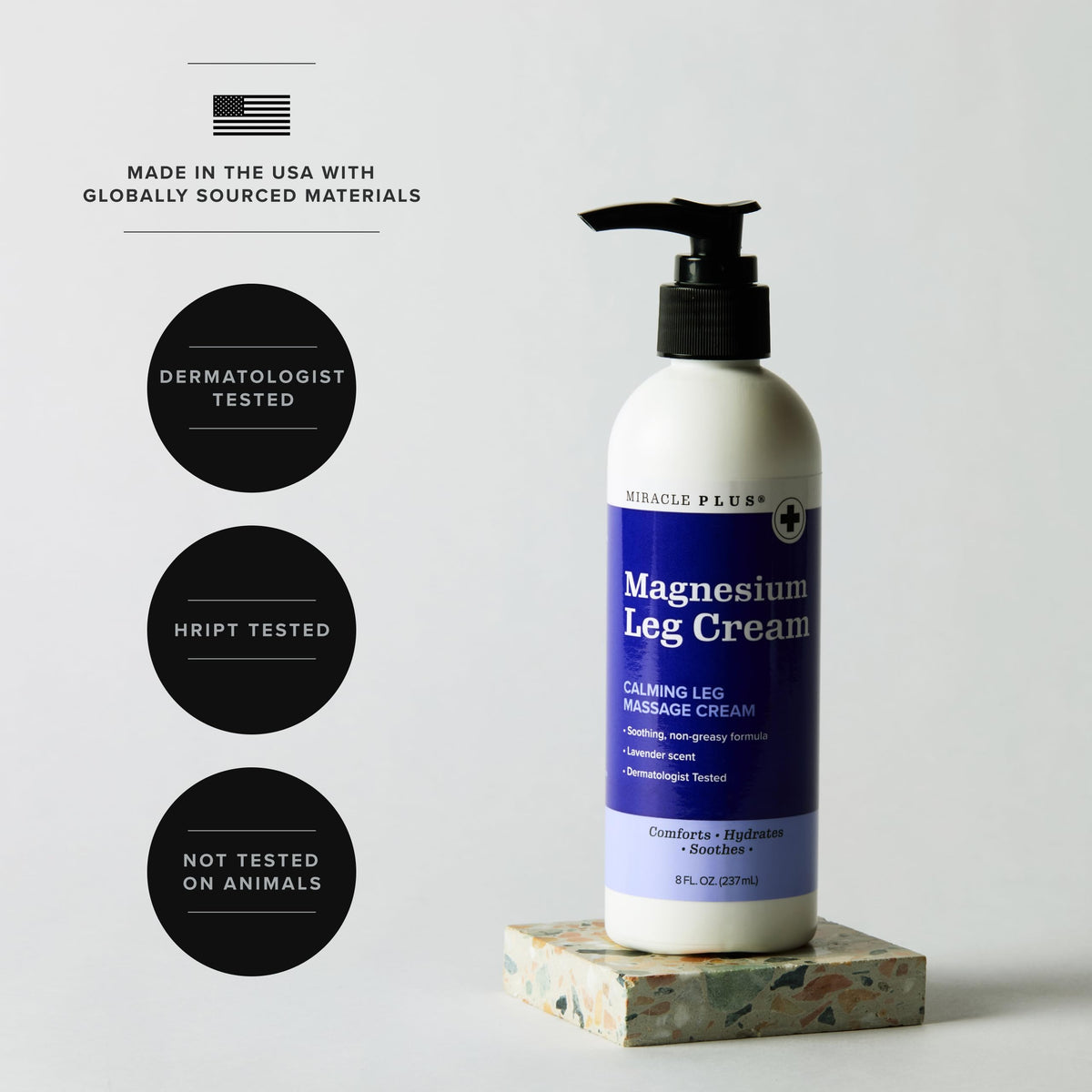 Miracle Plus jar in hand to show true 8 oz scale and travel-friendly size