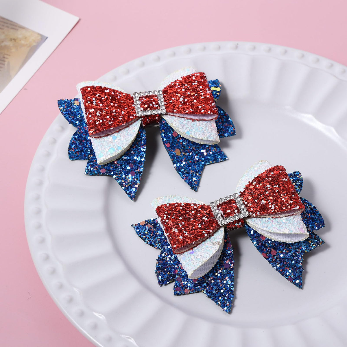 Miroksh close-up of red white blue sequins highlighting sparkle and durable finish