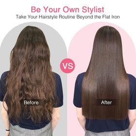 MiroPure brush gently straightening fine hair in use for less heat stress