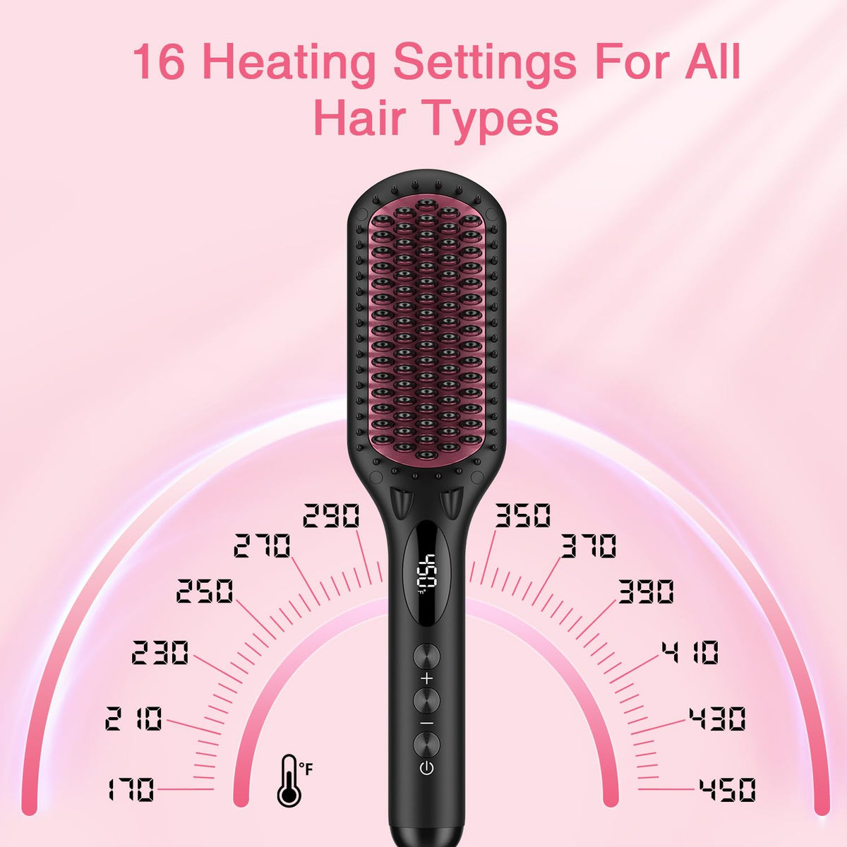 MiroPure brush smoothing thick hair in use to reduce frizz and speed styling