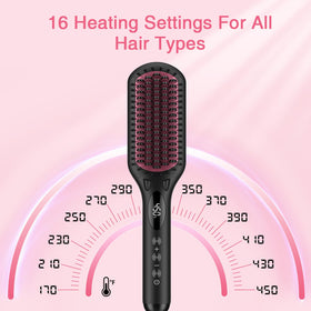 MiroPure brush smoothing thick hair in use to reduce frizz and speed styling
