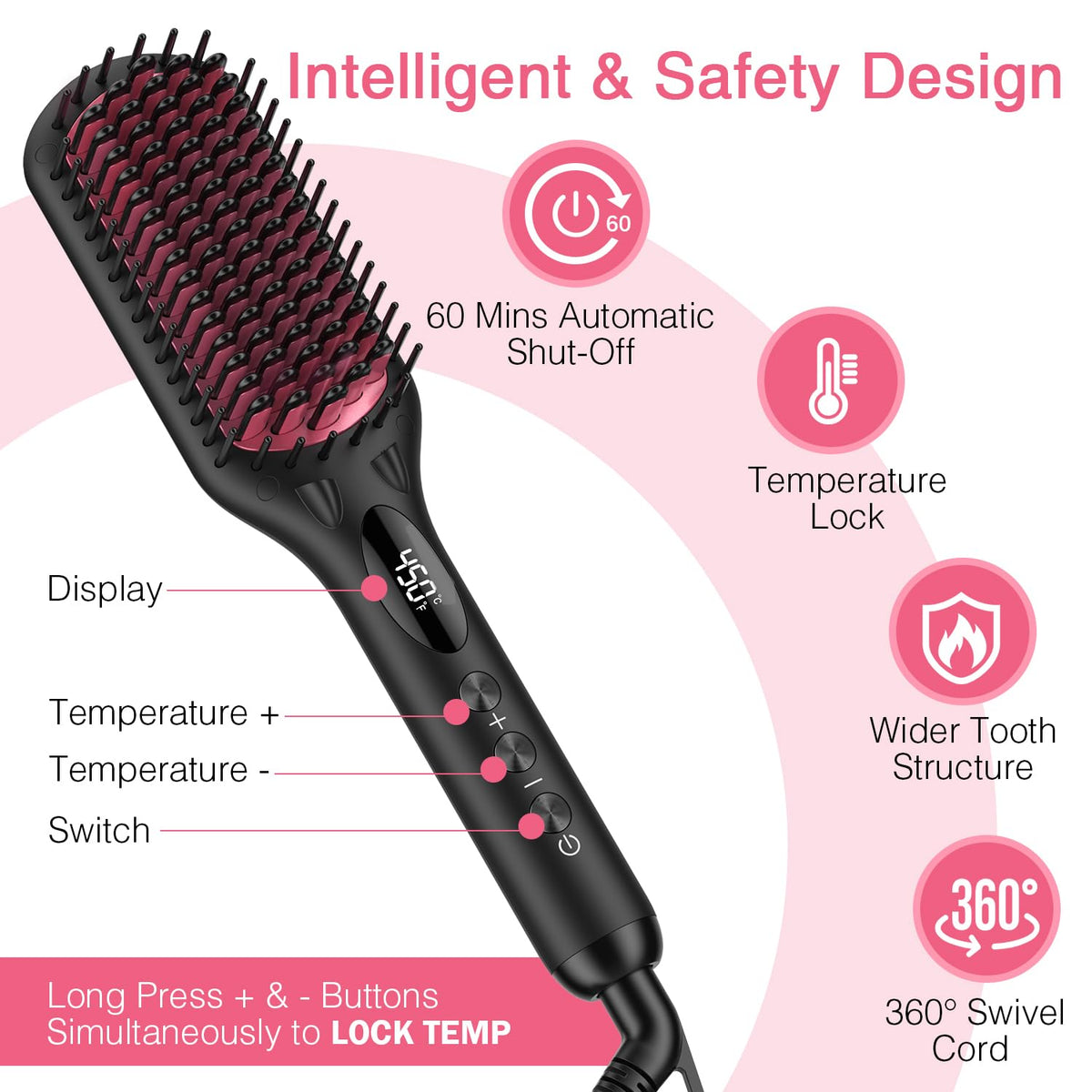 MiroPure ceramic bristle close-up highlighting even heat distribution and smoother strands