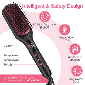 MiroPure ceramic bristle close-up highlighting even heat distribution and smoother strands