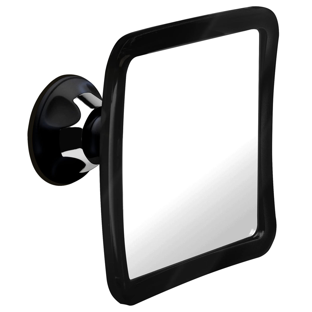 MIRRORVANA front view showing compact black fogless mirror and quick mount benefit