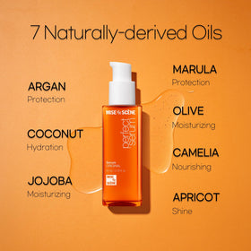 Mise En Scene bottle paired with shampoo and conditioner for routine benefit