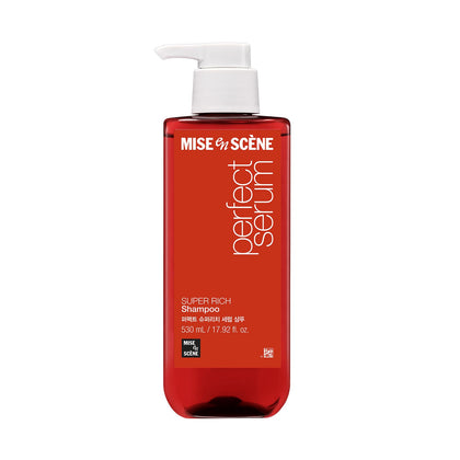Mise En Scene front bottle view showing premium nourishing shampoo benefit