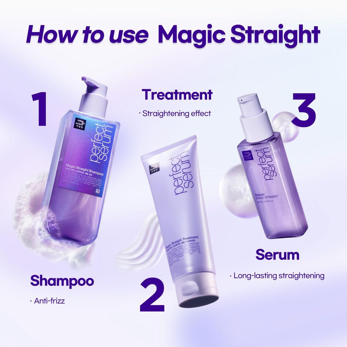 Mise En Scene on hair during straightening for frizz control benefit