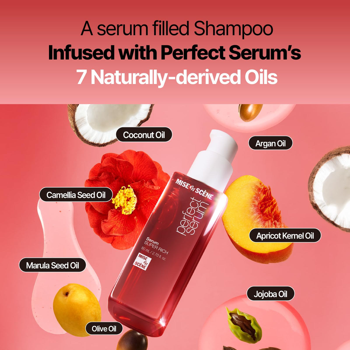 Mise En Scene shampoo in use lathering on wet hair for gentle cleansing benefit