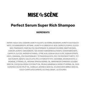 Mise En Scene shampoo styled on bathroom shelf suggesting salon finish benefit