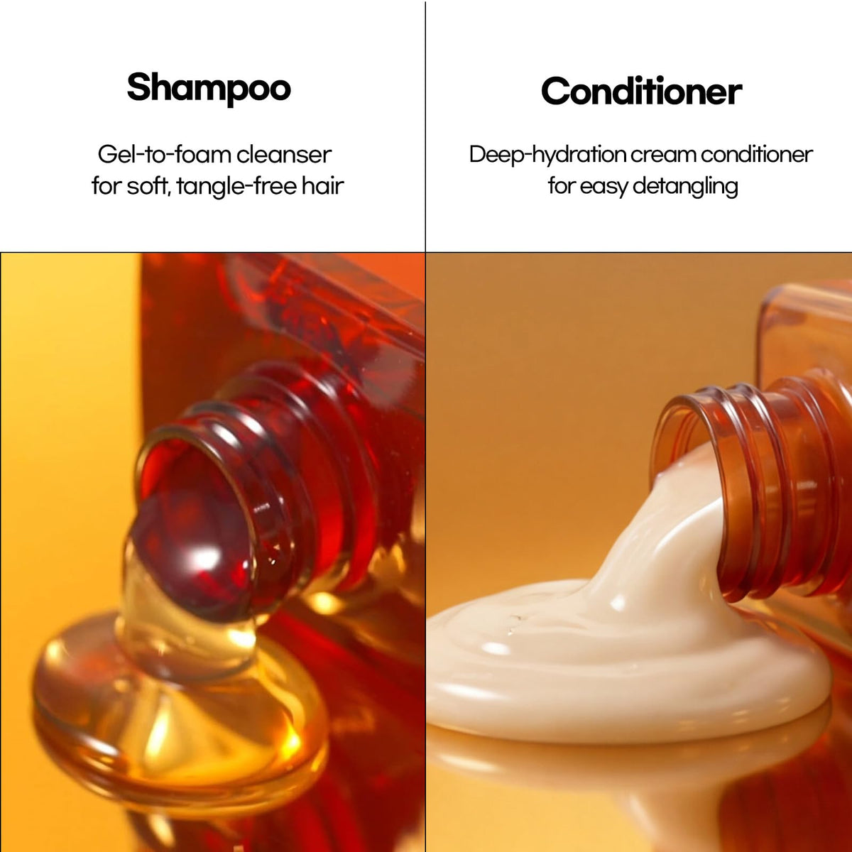Mise En Scene pump dispensers close-up demonstrating easy one-handed use and mess-free dispensing