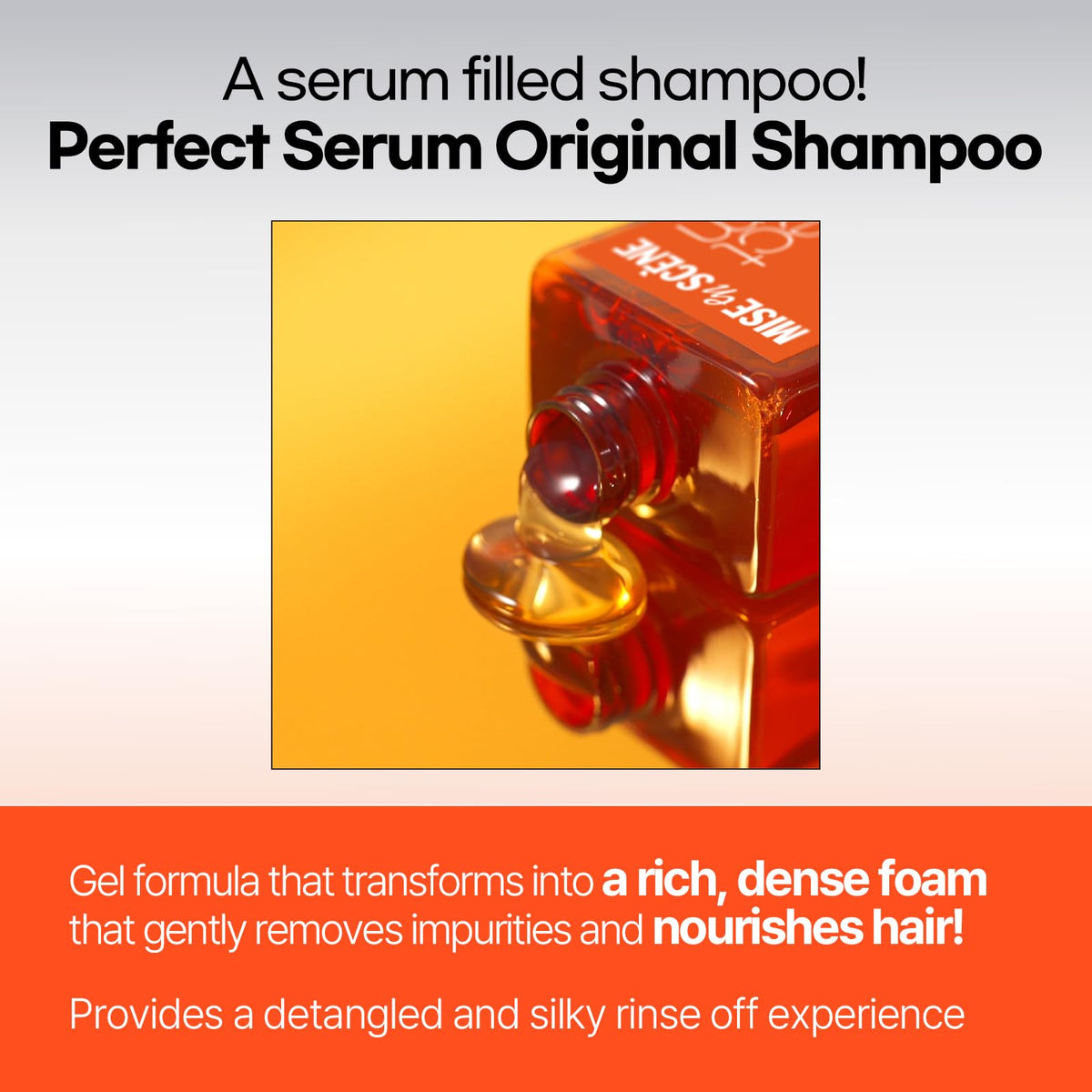 Mise En Scene shampoo lather demo showing gentle cleansing and improved manageability