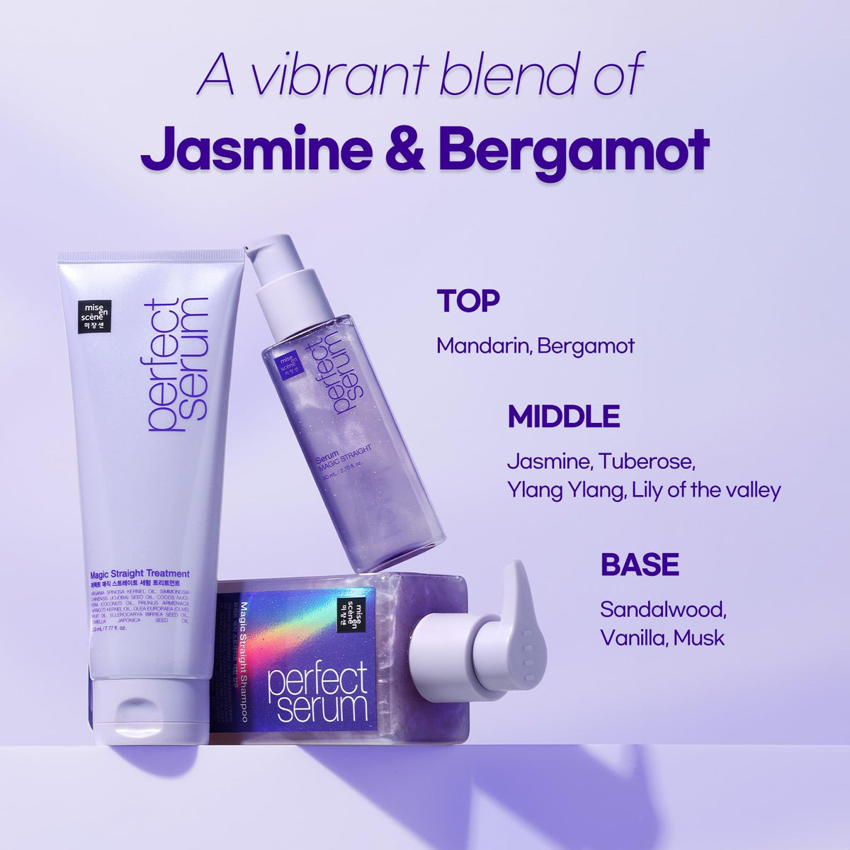 Mise En Scene size comparison next to common bottle for travel-friendly benefit