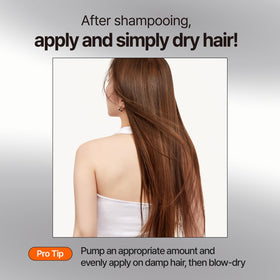 Mise En Scene styled hair after blow-dry showing smooth glossy finish