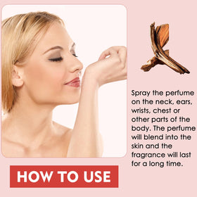 MISEDI perfume in hand to show size and portability for on-the-go use