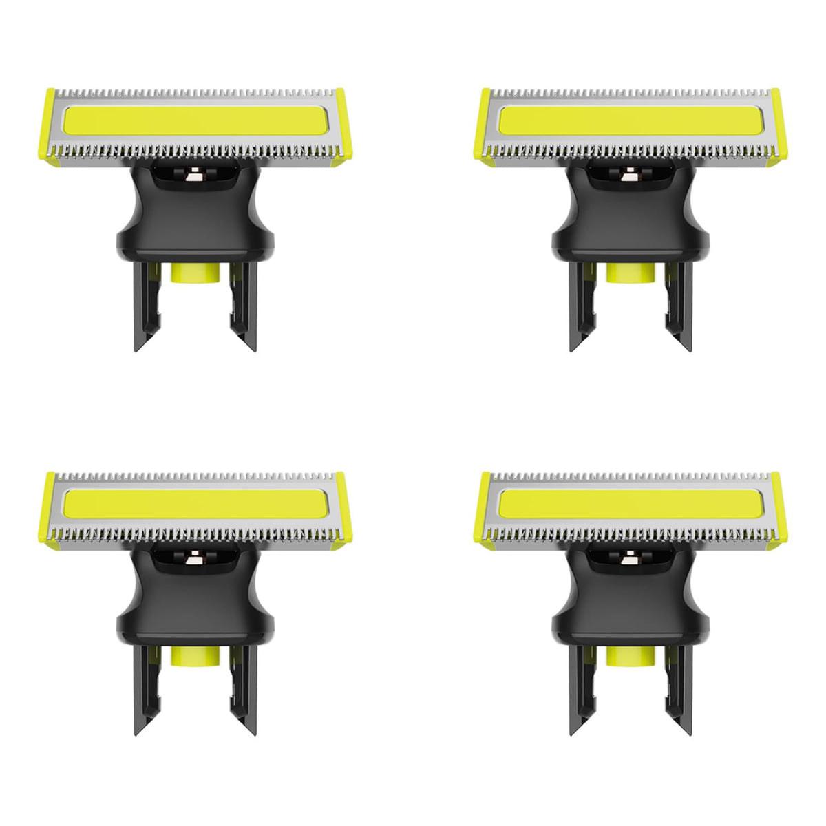 MISHAVE front packaging showing four replacement heads and branding benefit clarity