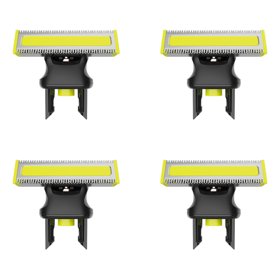 MISHAVE front packaging showing four replacement heads and branding benefit clarity